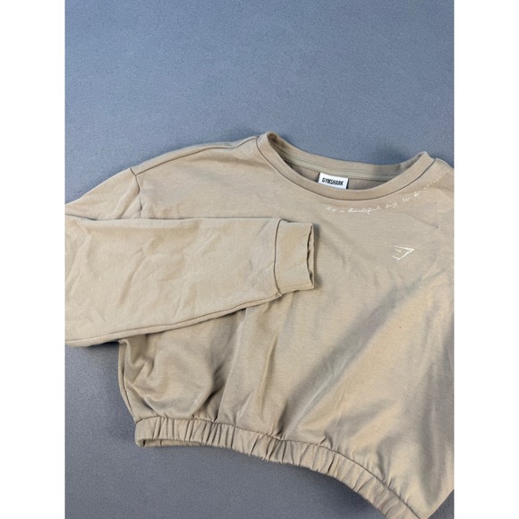 Gymshark Tops - Gymshark Whitney Simmons Womens Cropped Sweatshirt Tan Beige Size S Relaxed Fit
